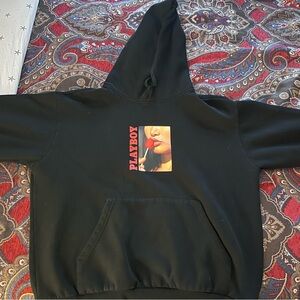 Playboy Black Hoodie with Graphic Print